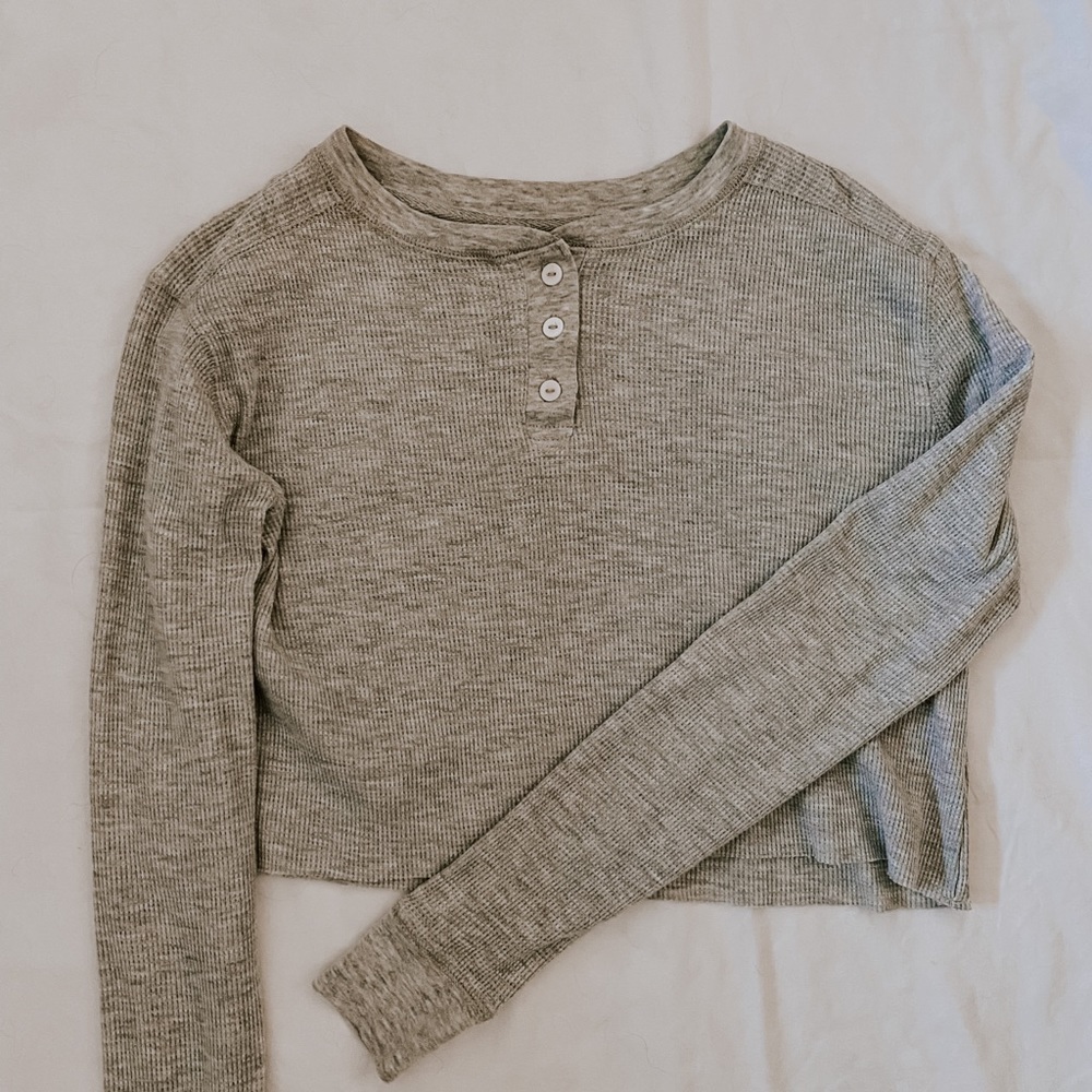 Cropped Waffle Long Sleeve